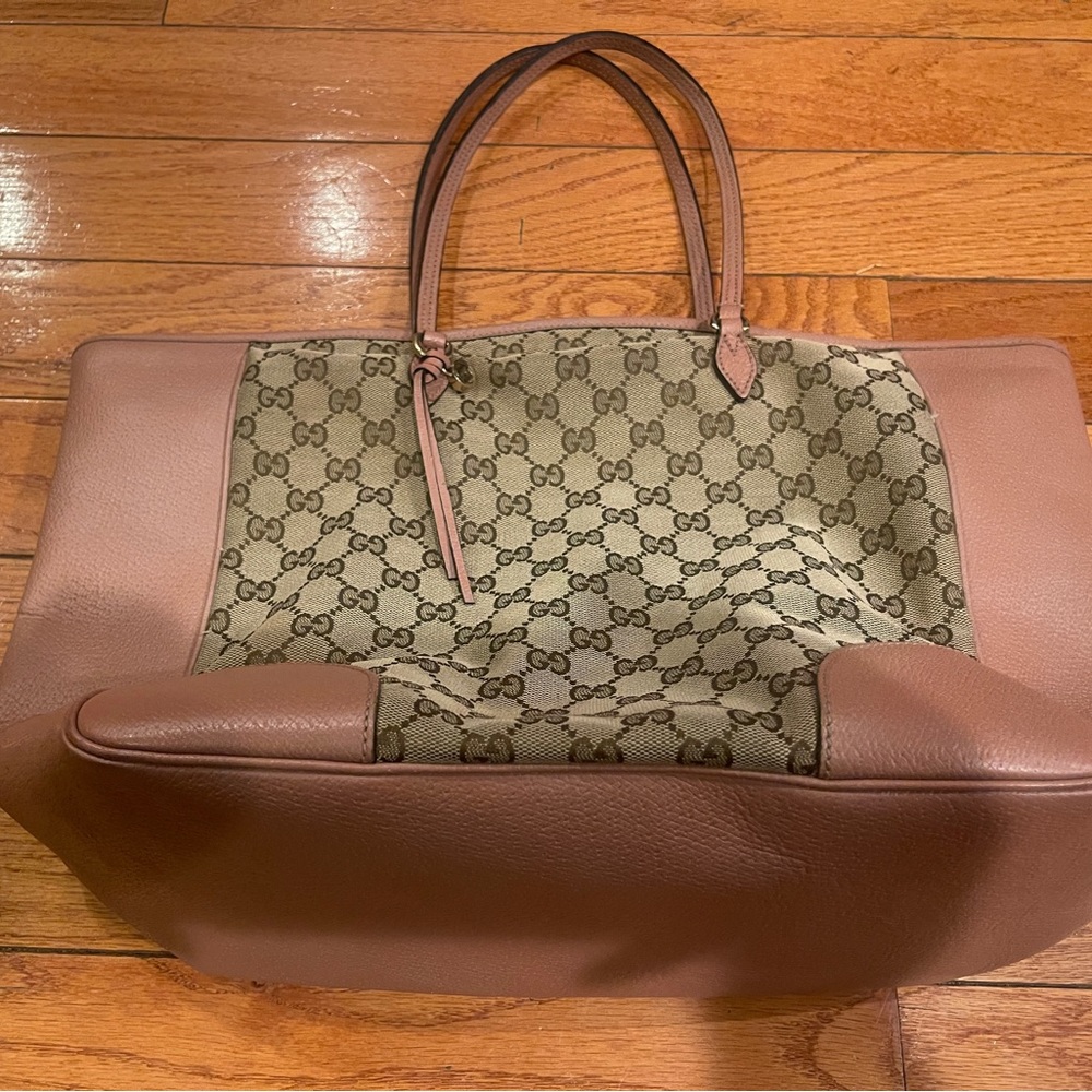 Gucci Brown and Tan Monogram Tote Bag